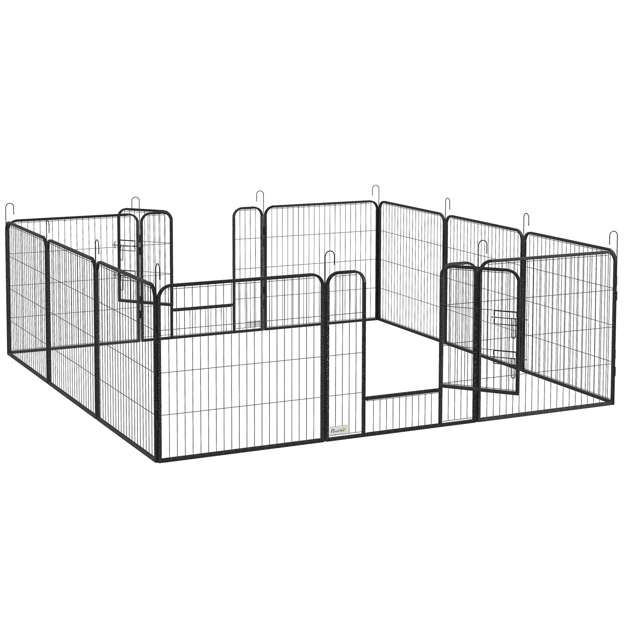Puppy Playpen 12-Piece, 80cm High, Steel, Gray