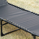 Folding Chaise Loungue Sun Lounger 5 Position Adjustable Backrest Removable Headrest Black Fabric