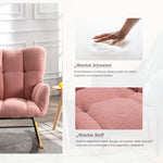 Mid Century Modern Rocking Chair, Tufted Teddy Fabric, Padded Seat, Pink