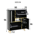 Modern shoe cabinet, high-gloss front, 16-color LED light, black