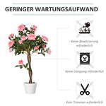 Artificial Rose Tree 90 cm Large Realistic Plant in Pot, Plastic
