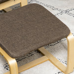 Relaxing Armchair with Footstool, Wingback Dining Chair, Linen Brown