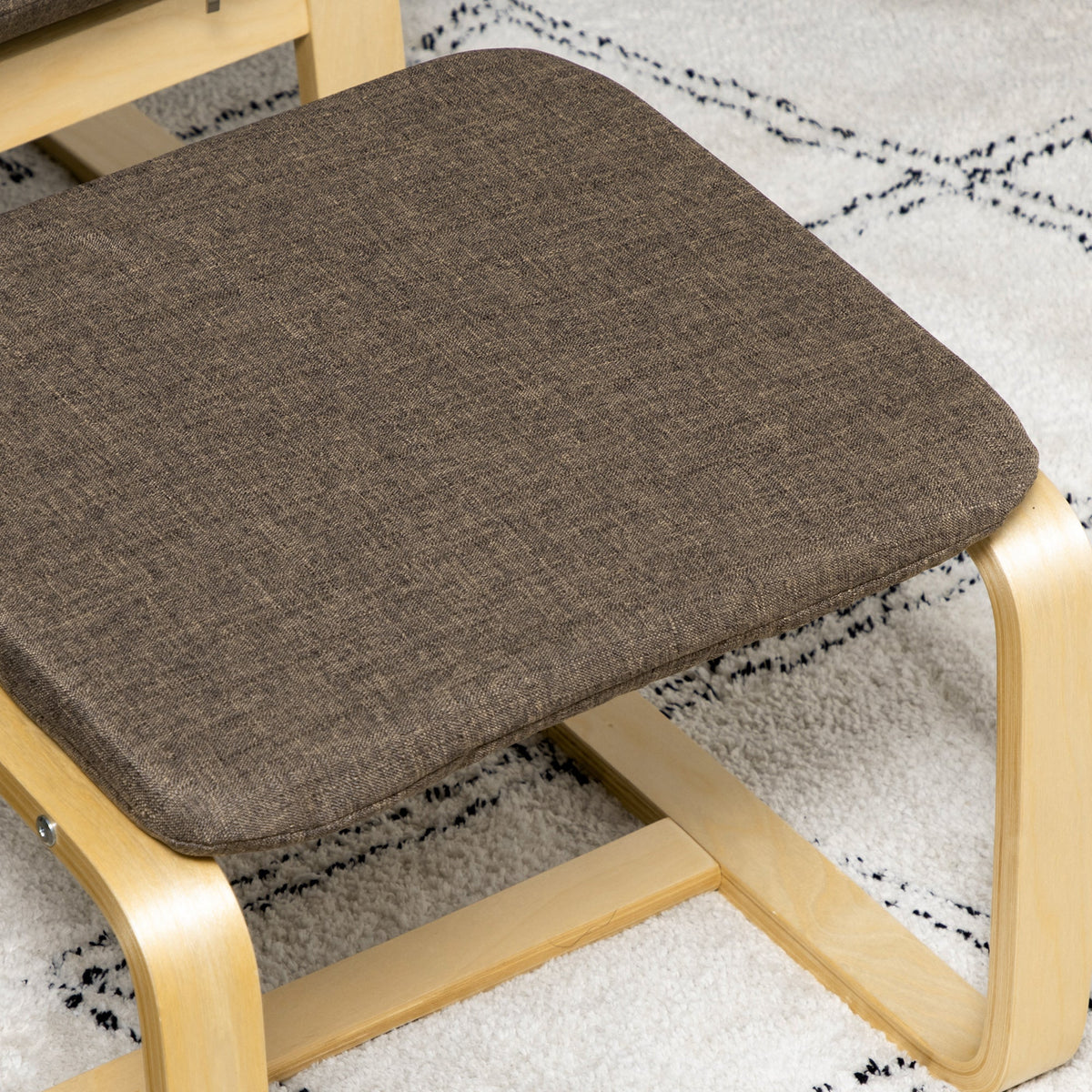 Relaxing Armchair with Footstool, Wingback Dining Chair, Linen Brown