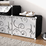 DIY Shoe Cabinet, 16 Compartments, Modular Wardrobe, PP Black + White