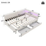 Daybed Sofa Bed 140x200cm Storage USB/Type-C LED 2 Drawers - Linen Beige