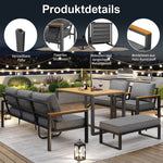 Garden Lounge Set for 6-7 People, Weatherproof Seating Group, Galvanized Iron Frame