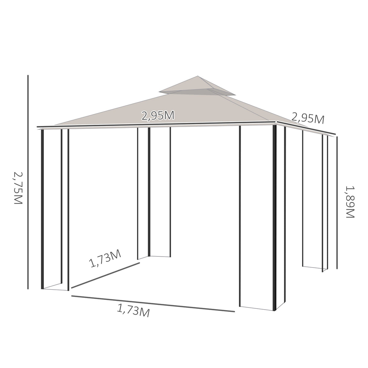 Garden Tent Double Roof Mosquito Net 295x295x275cm Polyester Beige/Black