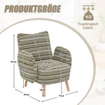 Modern Armchair with Side Pocket and Solid Wood Legs, Circular Pattern Fabric