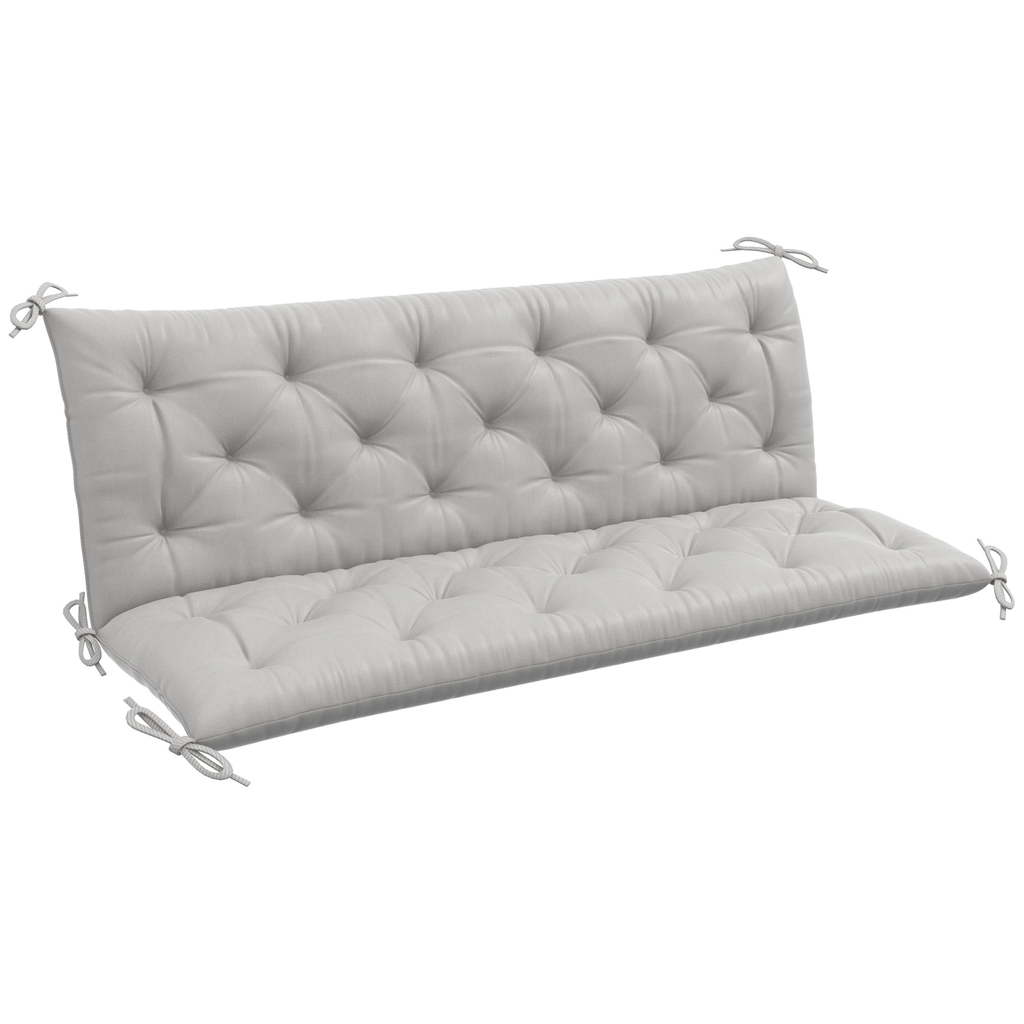 3-Seater Bench Cushion 150x98x8 cm with Ties, Outdoor/Indoor, Light Grey