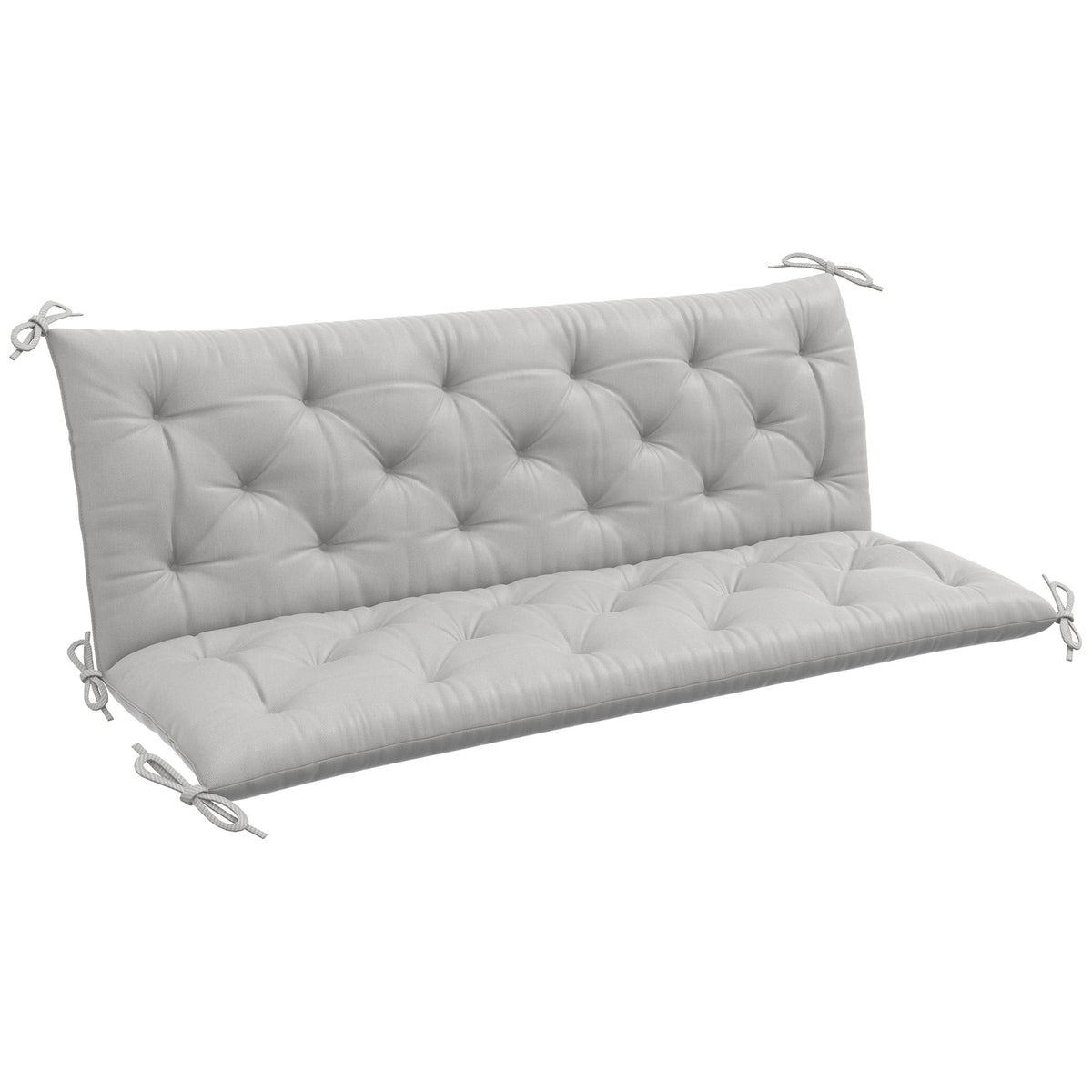 3-Seater Bench Cushion 150x98x8 cm with Ties, Outdoor/Indoor, Light Grey