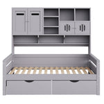 Wooden Sofa Bed 90x200 cm with Large Storage Drawer, Grey