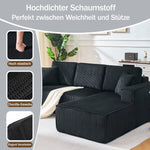 Modular Corner Sofa L-shaped Chaise Lounge High-Density Foam Corduroy Black