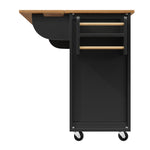 Extendable Kitchen Island Mobile Storage Drawers Spice Rack - White/Black