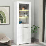 Display Cabinet with App LED Lights and Shelves, White
