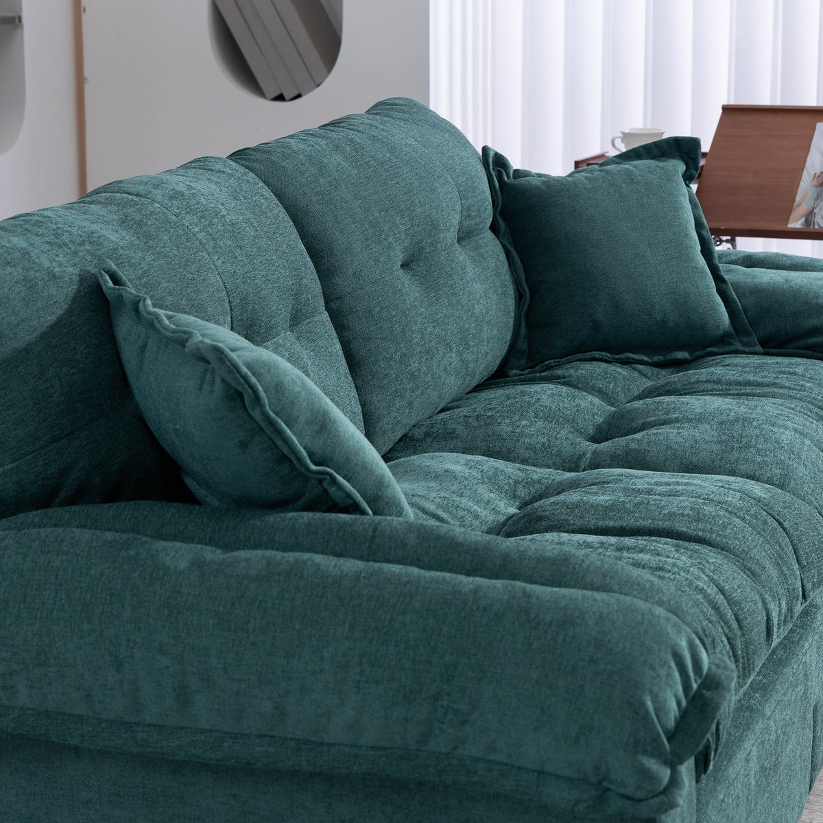 213 cm Deep Two-Seater Sofa with Memory Foam and Pocket Springs, Chenille
