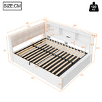 Daybed Frame 140x200cm with LED & Storage, White Pine Wood