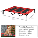 Dog Bed Elevated, Large Dogs, Metal Oxford Red