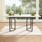 Extendable Dining Table 140-179.5cm Rectangular Metal Frame - White/Black