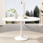 Extendable Dining Table Oval 100/140x100cm Modern Simple - White