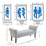 Upholstered Bench, Lounge & Hallway Seating, Linen Fabric, Light Grey