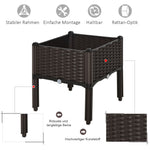 Raised Bed Planter, Rattan Look, 40x40x44cm, PP Brown