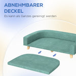 Dog Sofa - Pet Sofa with Cushion, Wooden Legs, Green