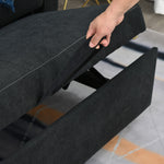 Sleeper Sofa, Convertible 2-Seater Adjustable Angle, Fabric Black