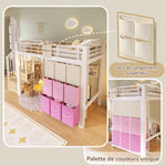 Loft Bed 90x200cm with Stairs Drawers & Clothes Rail, White Metal