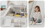 Twin over Twin Bunk Bed, House Shaped with Slide & Ladder, Metal