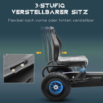 Children's Go-Kart with Pedals, Adjustable Seat, Blue and Black