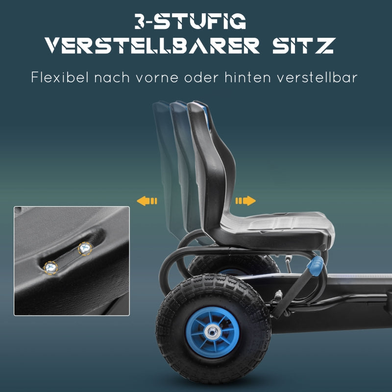 Children's Go-Kart with Pedals, Adjustable Seat, Blue and Black