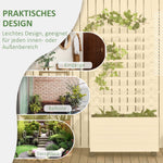 Planter with Trellis, Raised Bed with Wheels, Natural Wood White
