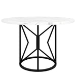 Round Dining Table 100cm 4-6 Seater Metal Geometric Legs - Black