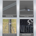 Folding Pavilion/Tent 3x3m Side Walls Carrying Bag Metal Oxford Light Grey/Black