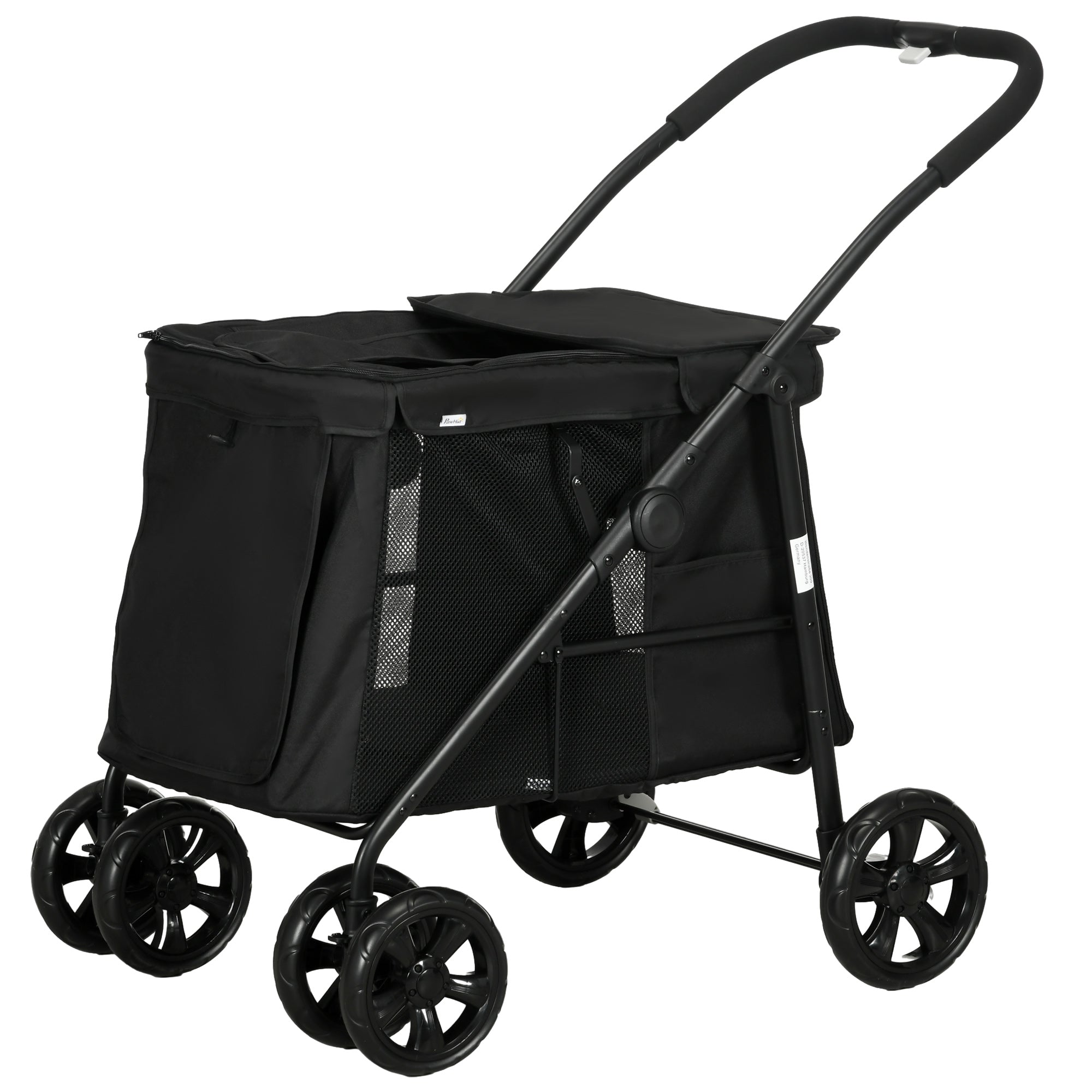 Dog Stroller, Foldable Buggy Mesh Window, Oxford Fabric Black