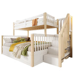 Bunk Bed 90x200/140x200cm Hydraulic Storage Ladder White/Natural