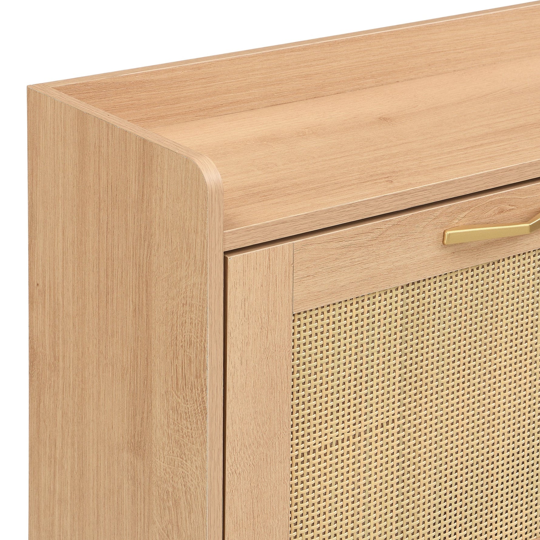 Shoe Cabinet Rattan Doors 4 Doors Metal Frame - Wood