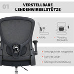 Drawing Chair with Lumbar Support, Height Adjustable, Swivel - Black