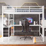 Loft Bed 140x200cm LED Desk USB/Power 3 Drawers Stairs - White