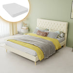 Modern Minimalist Soft Bed with Mattress 140x200cm, Beige