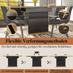 Telescopic Dining Table, Extendable with Storage Shelves for 4-6 People, Black
