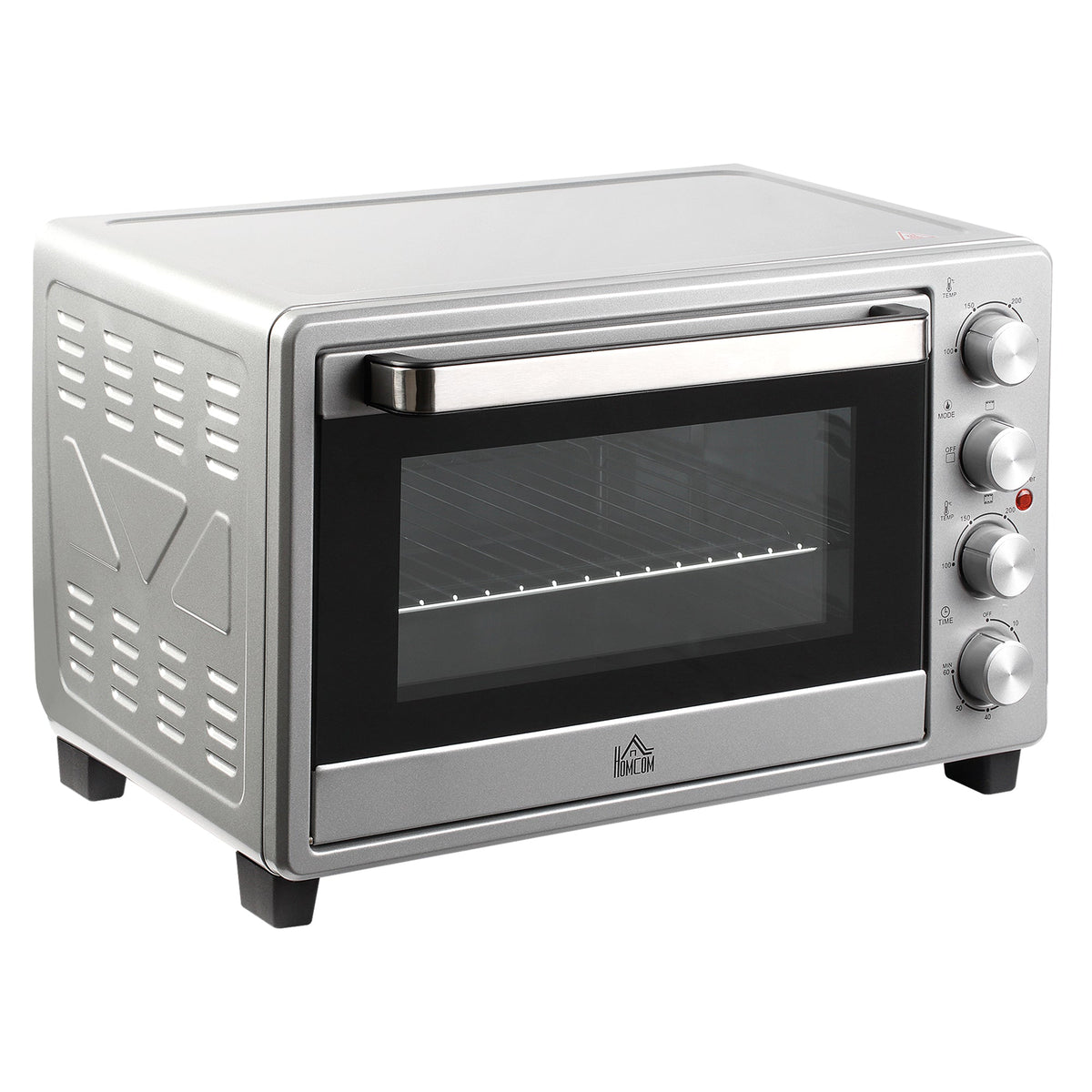 Mini Oven 32L 1600W Electric with Slag Tray, Stainless Steel & Glass, Silver