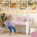 AIYAPLAY Children's Desk Set with Table Top & Drawer, Bear Shape, Pink