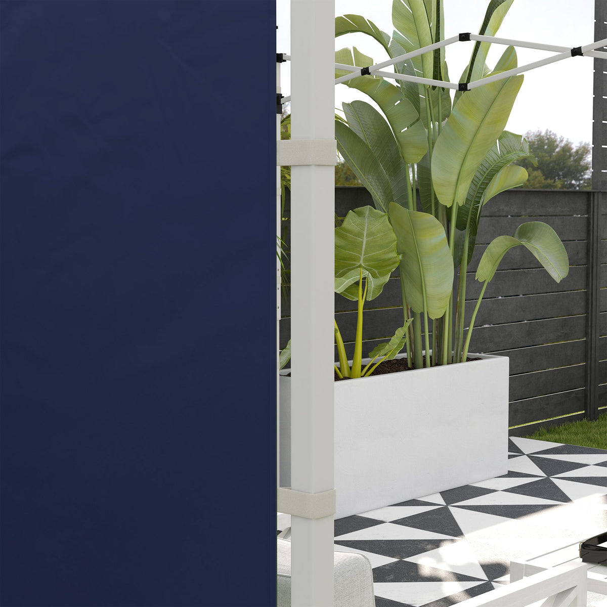 Side Panels for Gazebo, 3x3m and 3x6m with Window and Door, Oxford, Blue