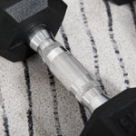 Hexagon dumbbells, set of 2, 2x5 kg, cast iron with rubber coating, black