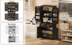 Storage Cabinet 182cm 4 Doors 1 Drawer Adjustable Shelves - Black