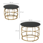 Side Table Set, 2 Coffee Tables with Hand-Woven Table Top, Sand