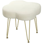 Footstool, Cloverleaf Shape, Fabric, Cream White