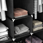 Fabric Wardrobe, Clothes Rail 8 Levels, Space-Saving, Black
