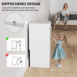 3-in-1 Dressing Table with Mirror, Bedside Table, Rolling Stool, Drawers, White